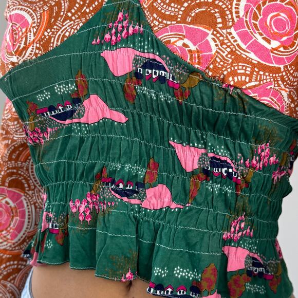 Vintage 90s Patchwork Boho Bell Sleeve Top (S/M) - Picture 4 of 7